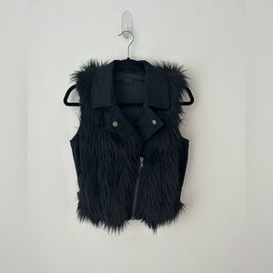 Diesel faux fur and denim moto-style vest